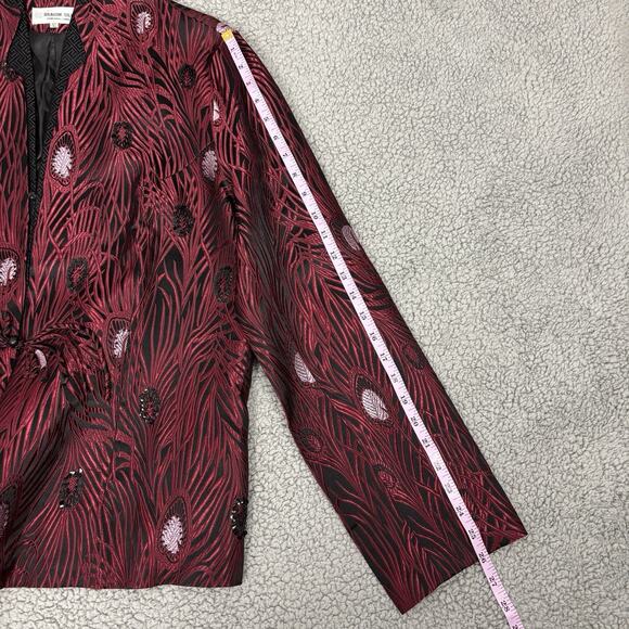 Dragon Silk Jacket Coat Womens Size XL Shanghai China Dark Red Black Vintage - Picture 12 of 16